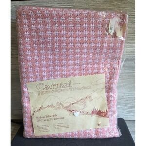 Homespun Carmel Fallani Cohn Tablecloth Pink Woven 52" x 52" NEW VTG B3